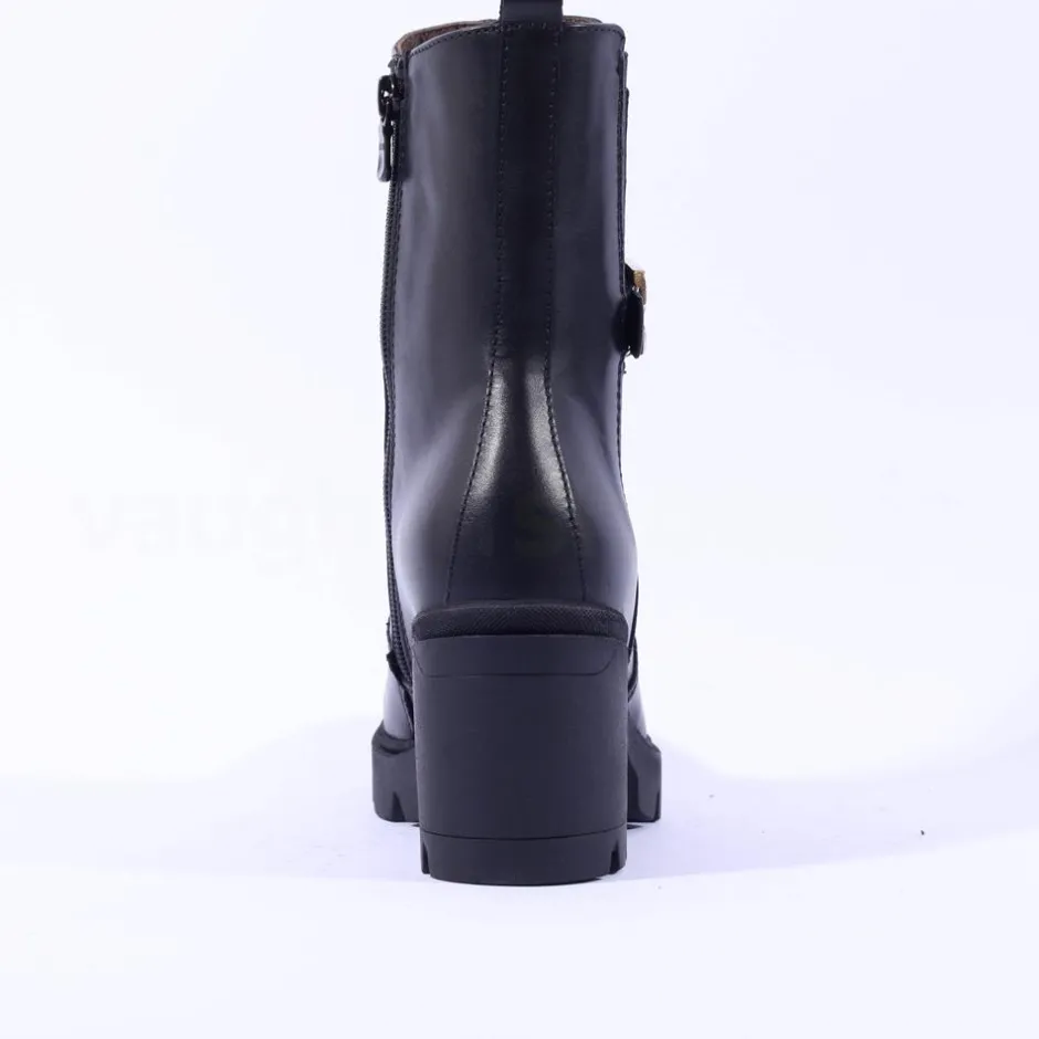 Women NeroGiardini Block Heel Gusset Boot - Black Gold Leather
