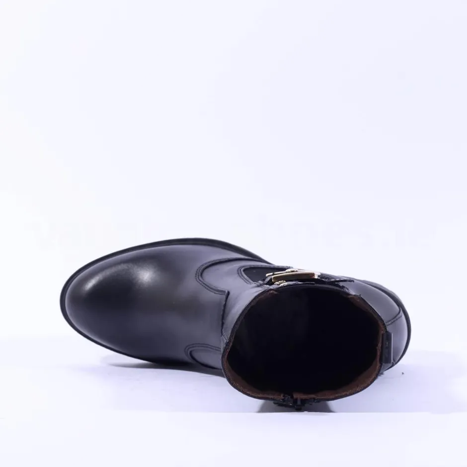 Women NeroGiardini Block Heel Gusset Boot - Black Gold Leather