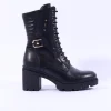 Women NeroGiardini Block Heel Laced Ankle Boot - Black Gold Leather