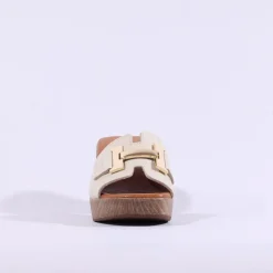 Women Oh My Sandals Block Heel Mule Link - Cream Gold