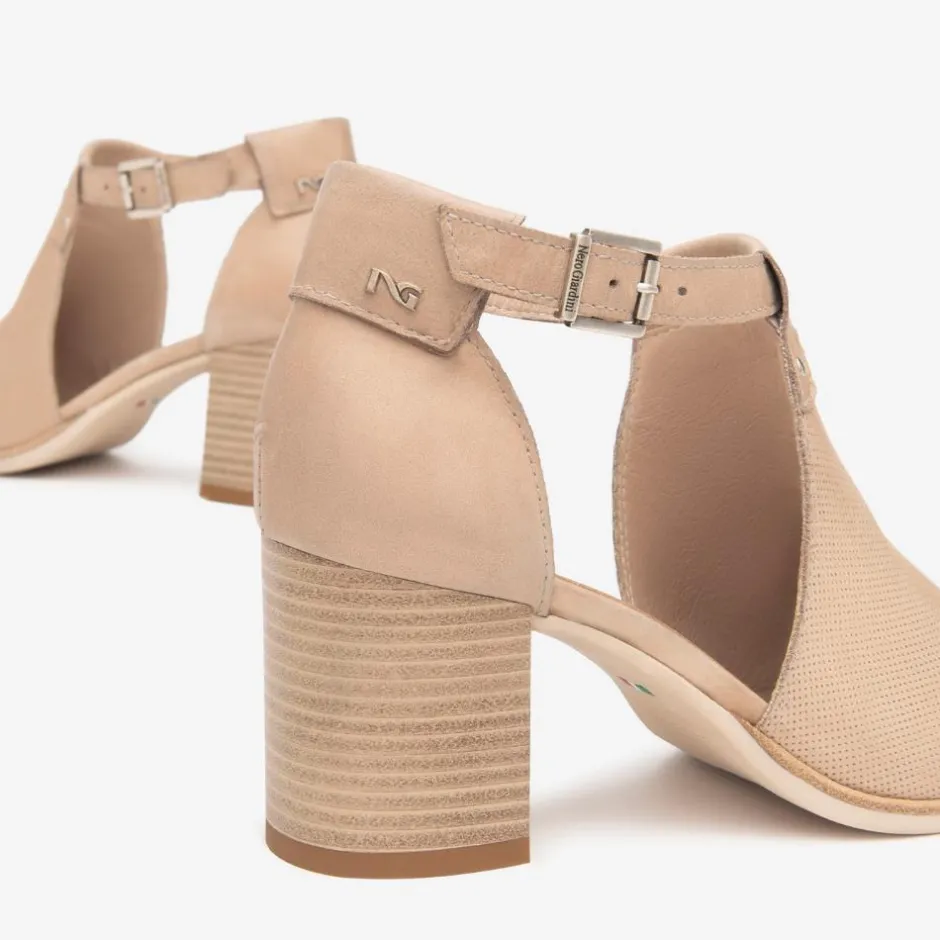 Women NeroGiardini Block Heel Peeptoe Sandal - Nude