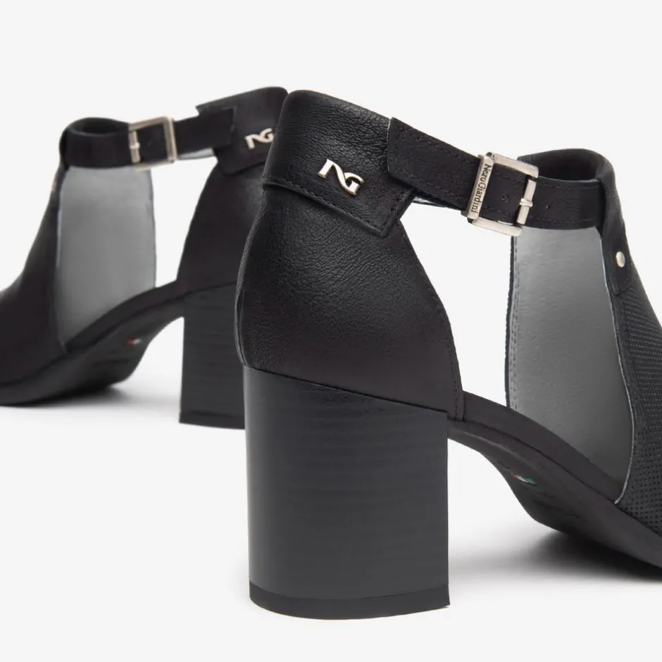 Women NeroGiardini Block Heel Peeptoe Sandal - Black