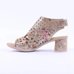 Women Rieker Block Heel Sandal - Metallic Multi