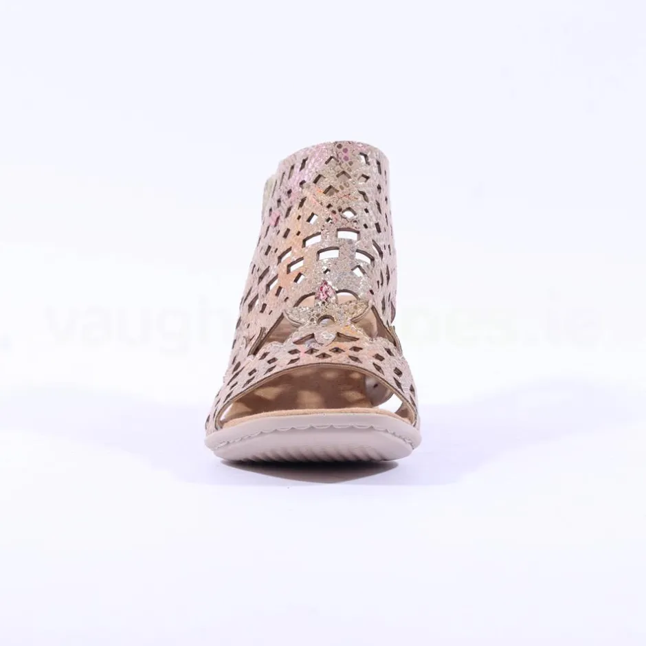 Women Rieker Block Heel Sandal - Metallic Multi