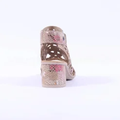 Women Rieker Block Heel Sandal - Metallic Multi