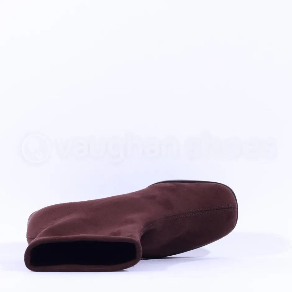 Women Miss Elastic Block Heel Sock Boot - Brown Suede