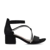 Women Rieker Block Heel Strappy Sandal - Black Sparkle