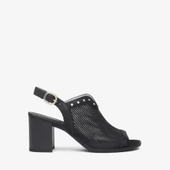 Women NeroGiardini Block Heel Stud Slingback - Black