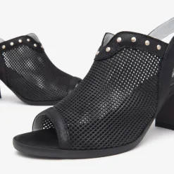 Women NeroGiardini Block Heel Stud Slingback - Black