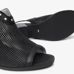 Women NeroGiardini Block Heel Stud Slingback - Black