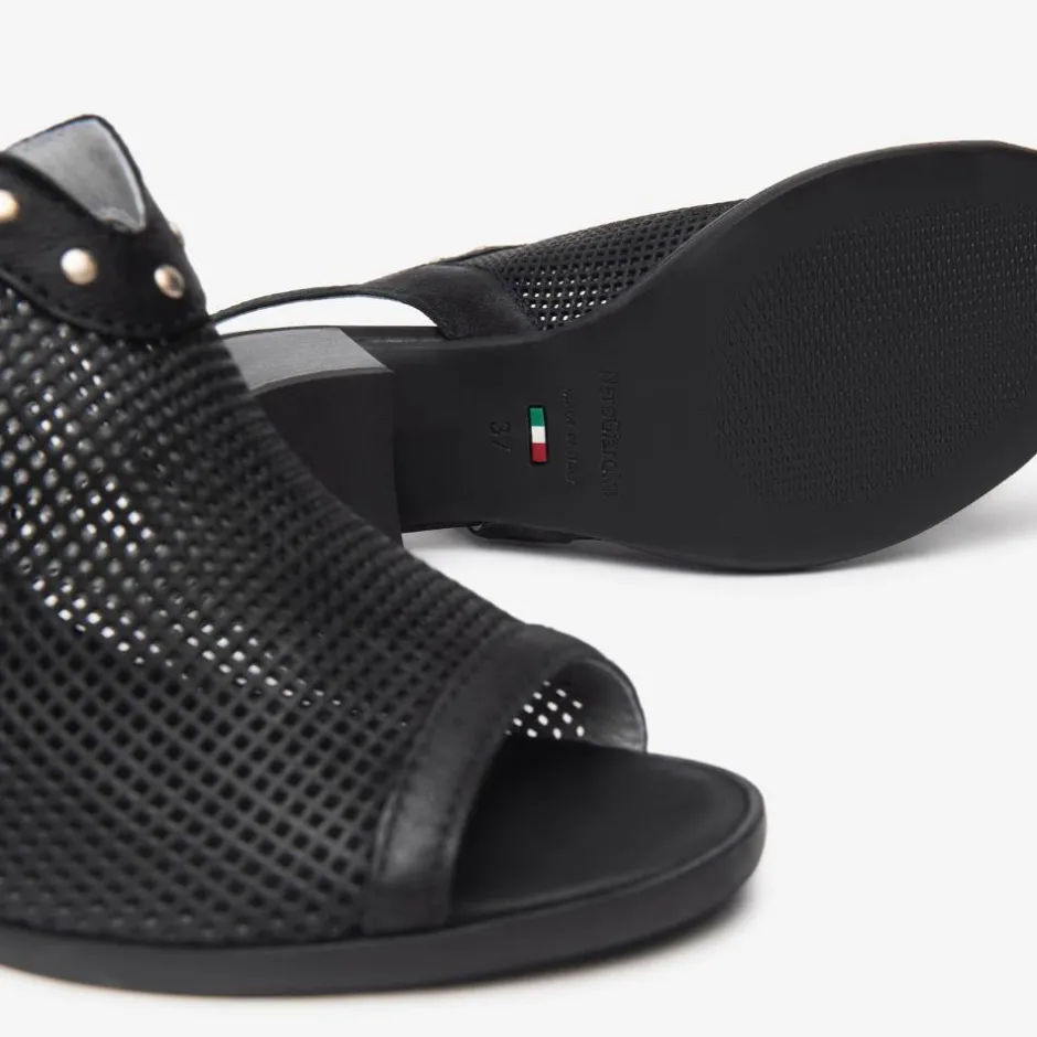 Women NeroGiardini Block Heel Stud Slingback - Black