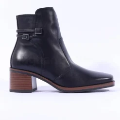 Women NeroGiardini Block Heel Twin Strap Boot - Black Leather