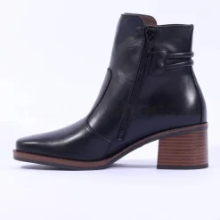 Women NeroGiardini Block Heel Twin Strap Boot - Black Leather