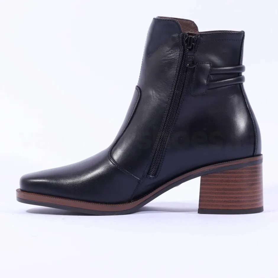 Women NeroGiardini Block Heel Twin Strap Boot - Black Leather