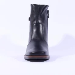 Women NeroGiardini Block Heel Twin Strap Boot - Black Leather