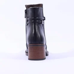 Women NeroGiardini Block Heel Twin Strap Boot - Black Leather