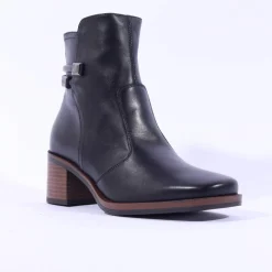 Women NeroGiardini Block Heel Twin Strap Boot - Black Leather