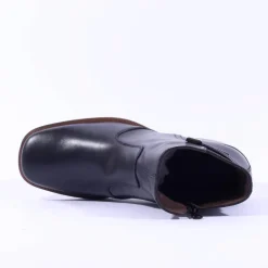 Women NeroGiardini Block Heel Twin Strap Boot - Black Leather