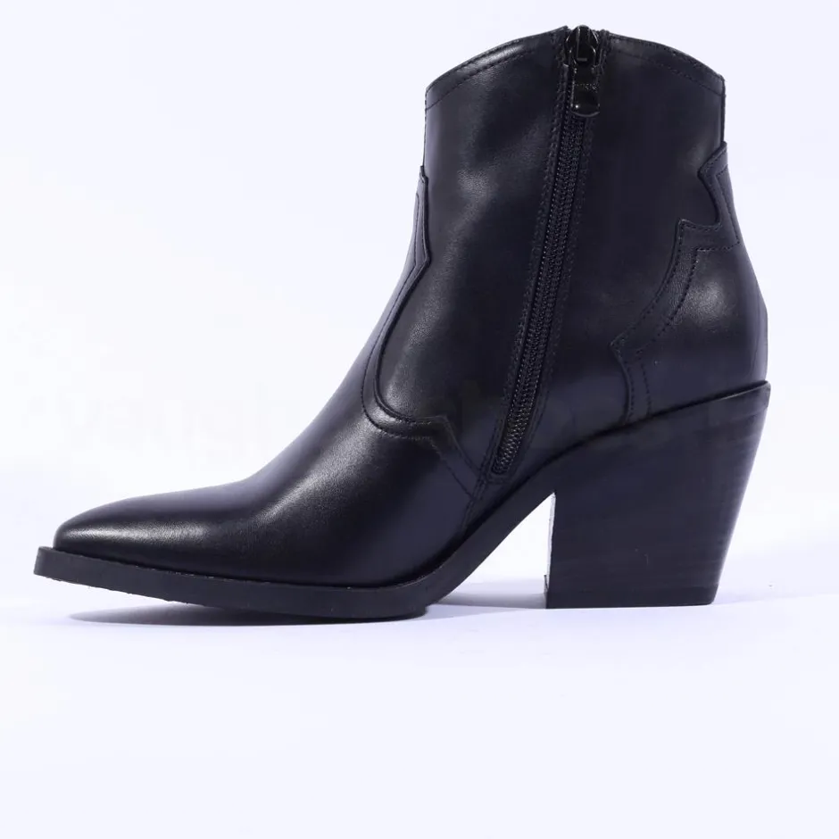 Women NeroGiardini Block Heel Western Boot - Black Leather
