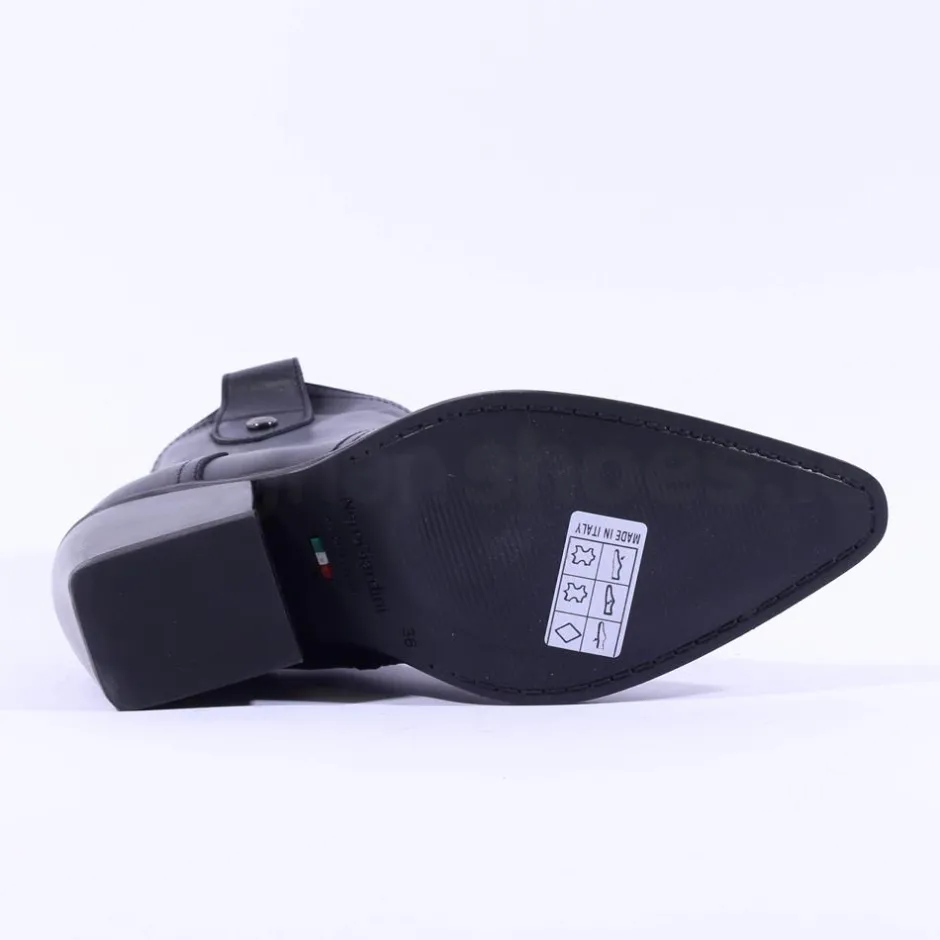 Women NeroGiardini Block Heel Western Boot - Black Leather