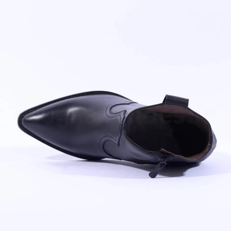 Women NeroGiardini Block Heel Western Boot - Black Leather