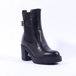 Women NeroGiardini Block Heeled Chelsea Boot - Black Leather