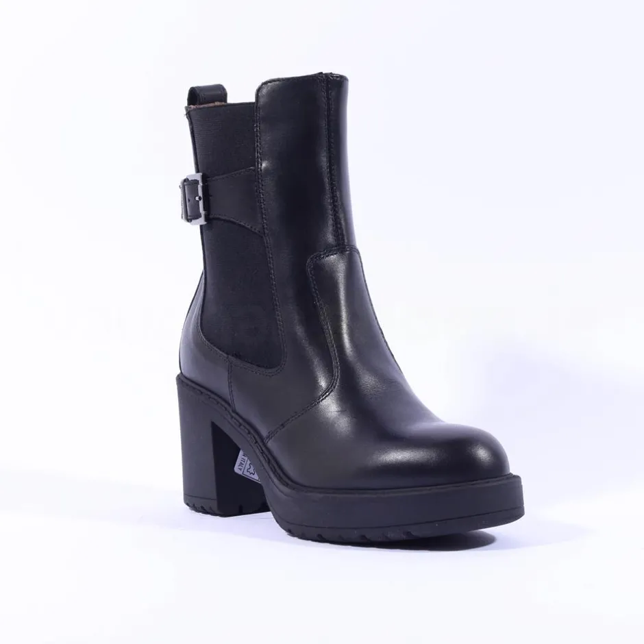 Women NeroGiardini Block Heeled Chelsea Boot - Black Leather
