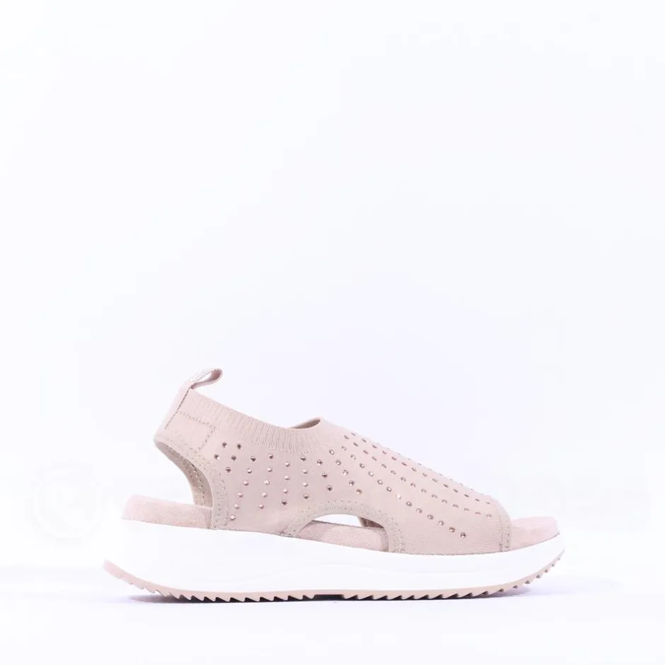 Women Caprice Bluefly Sparkle Knit Sandal - Sand