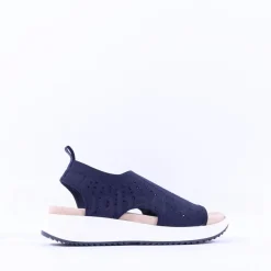 Women Caprice Bluefly Sparkle Knit Sandal - Navy