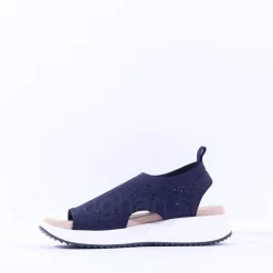 Women Caprice Bluefly Sparkle Knit Sandal - Navy
