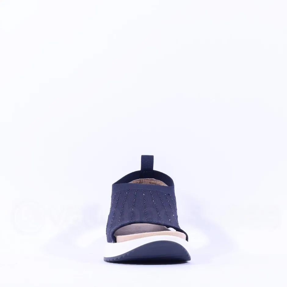 Women Caprice Bluefly Sparkle Knit Sandal - Navy