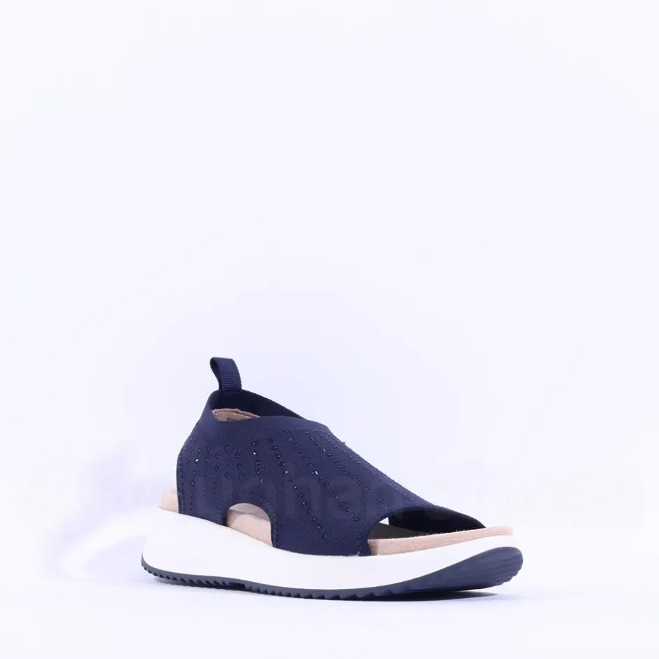 Women Caprice Bluefly Sparkle Knit Sandal - Navy