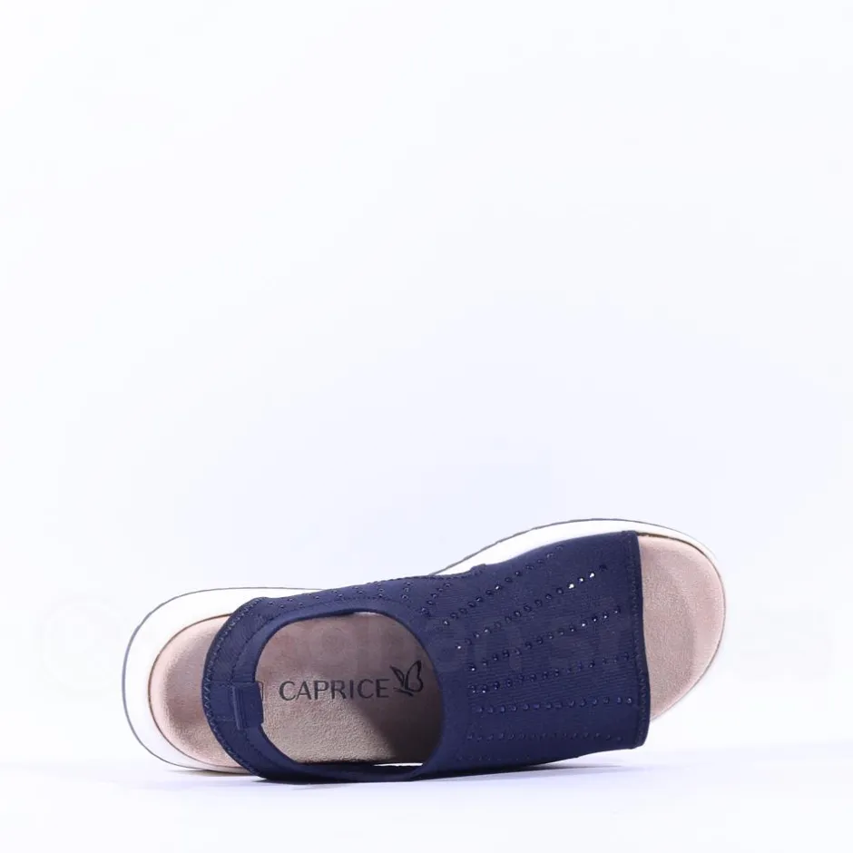 Women Caprice Bluefly Sparkle Knit Sandal - Navy