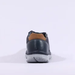 IMAC Bologna Laced Shoe With Side Zip - Navy Tan Leather