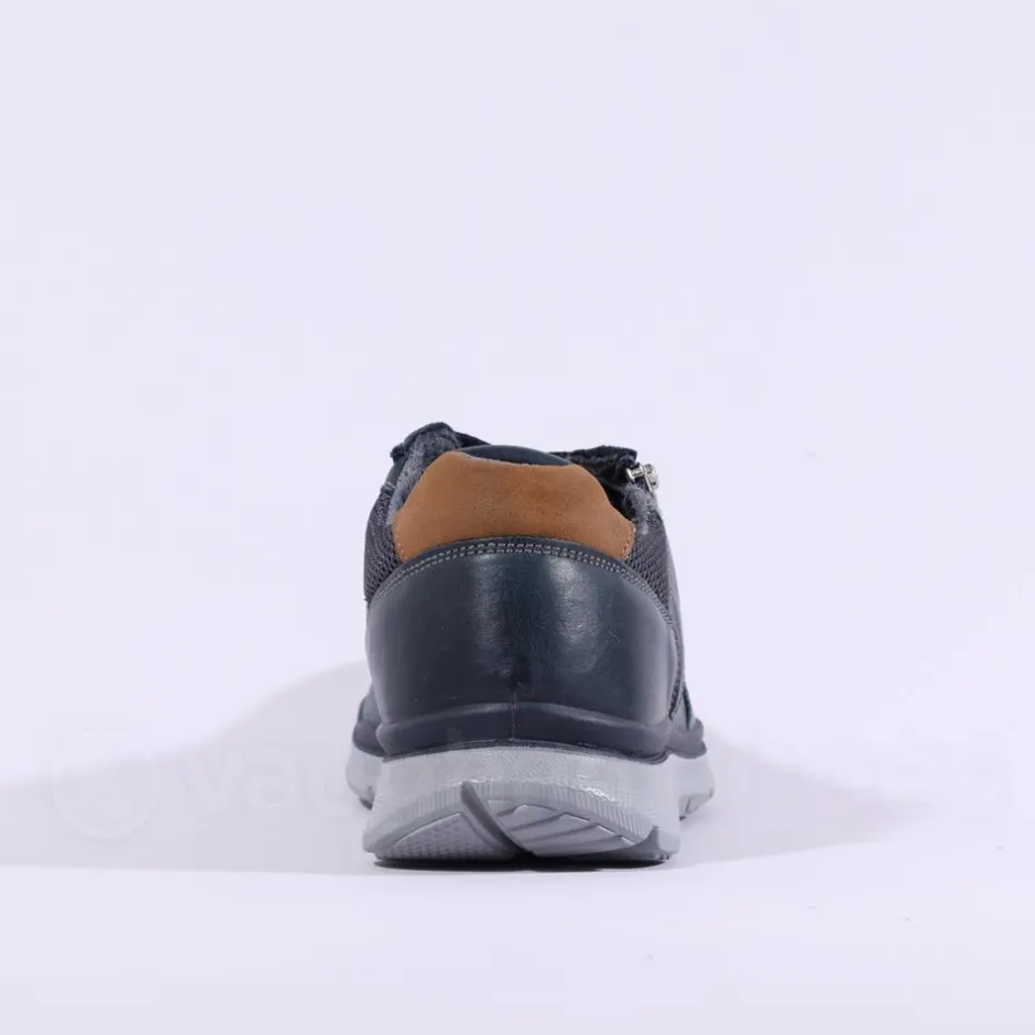 IMAC Bologna Laced Shoe With Side Zip - Navy Tan Leather