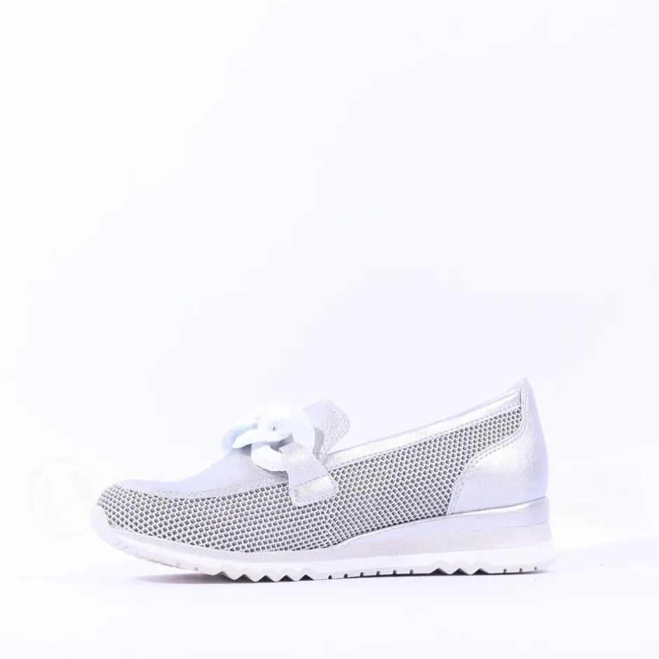 Women Marco Tozzi Bonallo Link Detail Loafer - Silver Combi