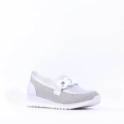 Women Marco Tozzi Bonallo Link Detail Loafer - Silver Combi