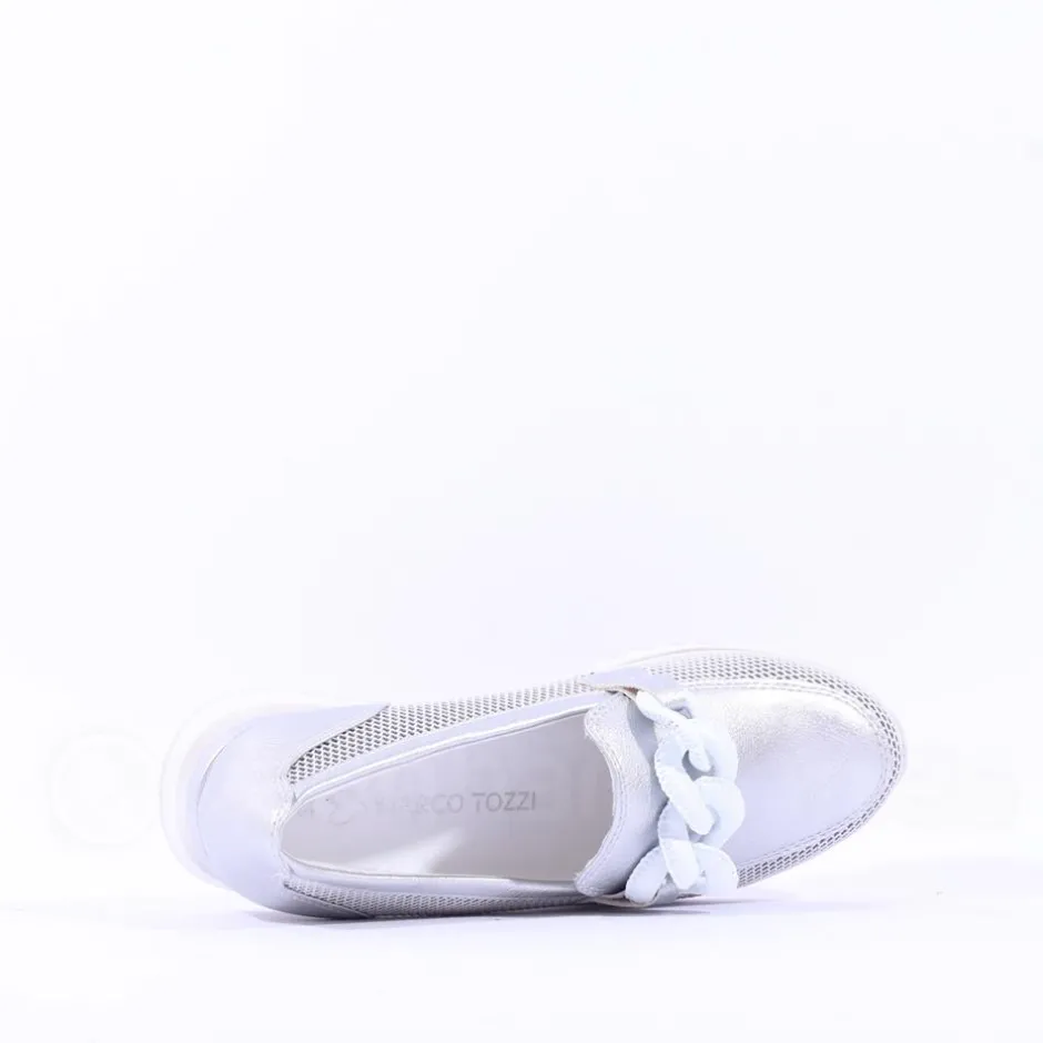 Women Marco Tozzi Bonallo Link Detail Loafer - Silver Combi