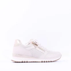 Women Marco Tozzi Bonallo Side Zip Trainer - Cream Gold