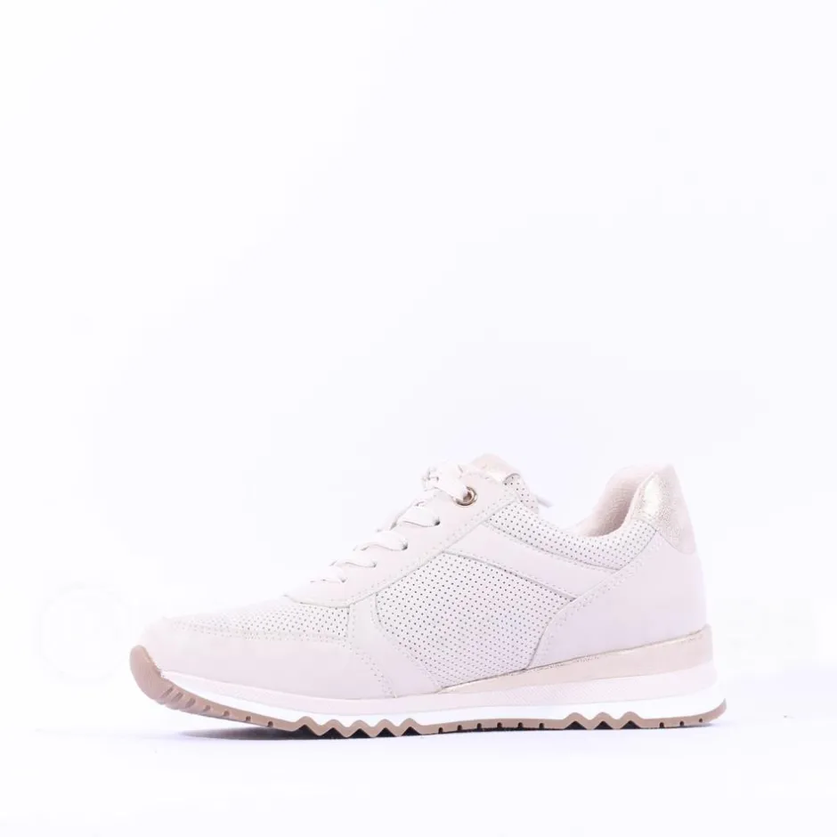 Women Marco Tozzi Bonallo Side Zip Trainer - Cream Gold