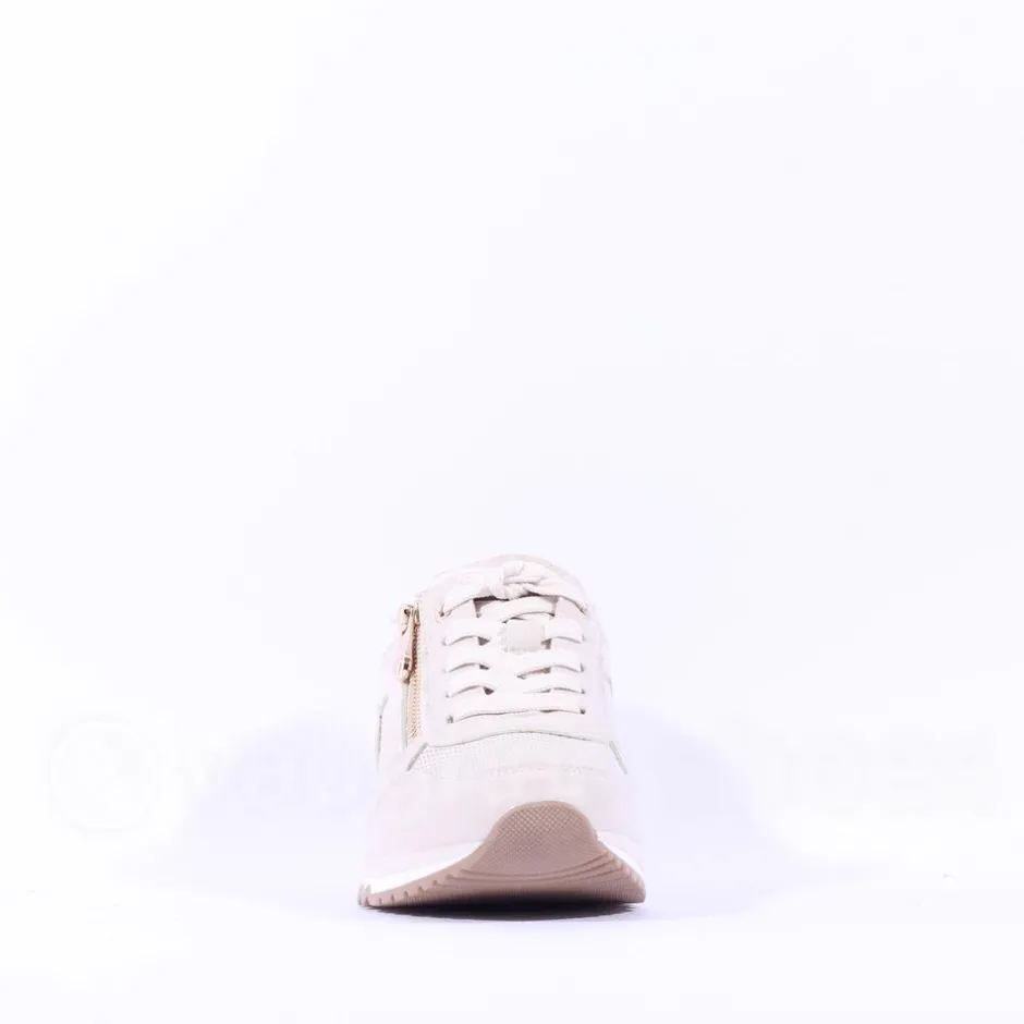 Women Marco Tozzi Bonallo Side Zip Trainer - Cream Gold