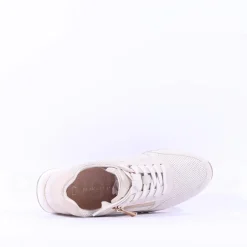 Women Marco Tozzi Bonallo Side Zip Trainer - Cream Gold