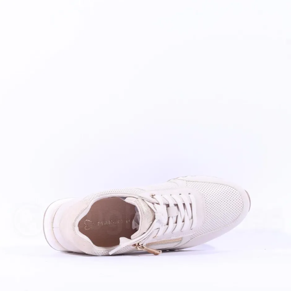 Women Marco Tozzi Bonallo Side Zip Trainer - Cream Gold