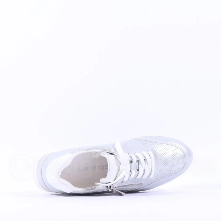 Women Marco Tozzi Bonallo Side Zip Trainer - Grey Metallic
