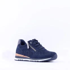 Women Marco Tozzi Bonallo Sidezip Lace Trainer - Navy Combi
