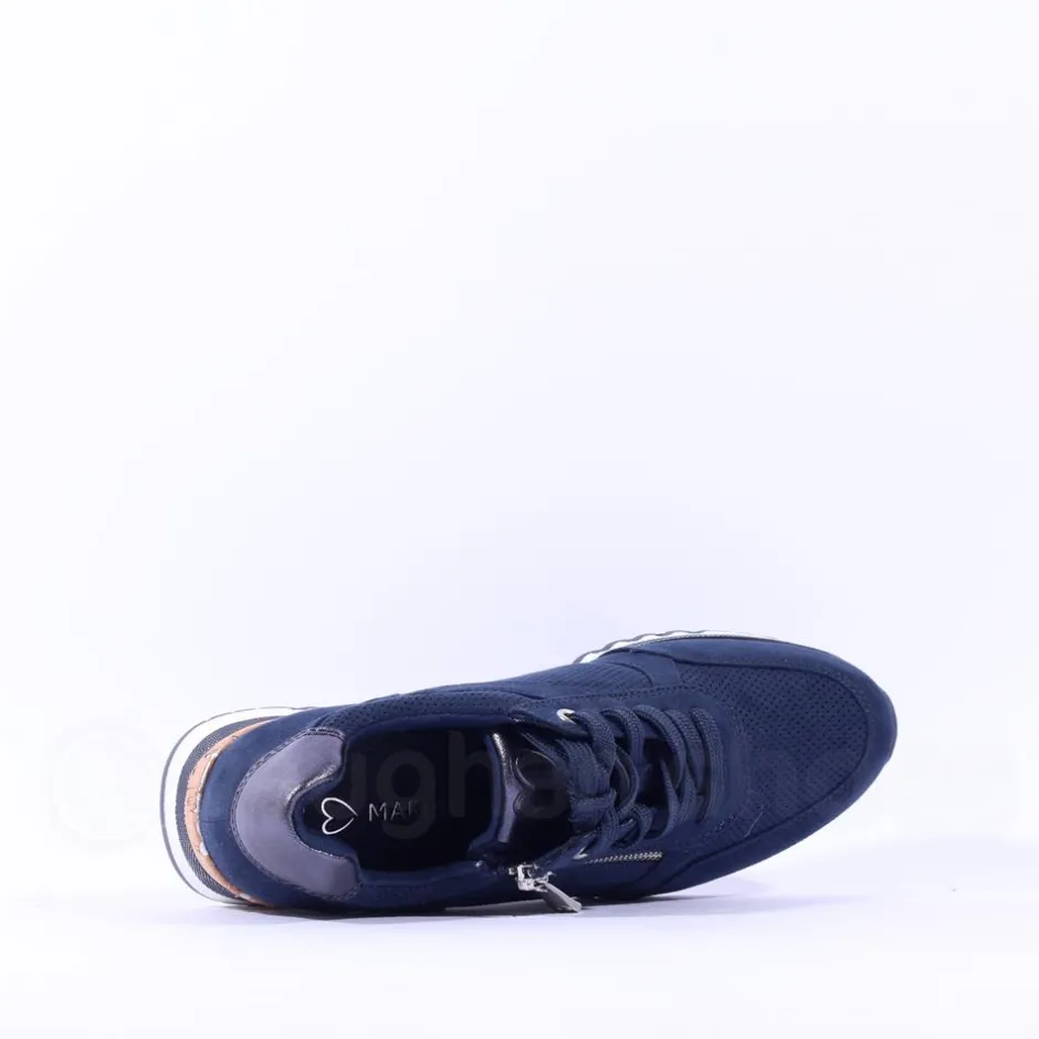 Women Marco Tozzi Bonallo Sidezip Lace Trainer - Navy Combi