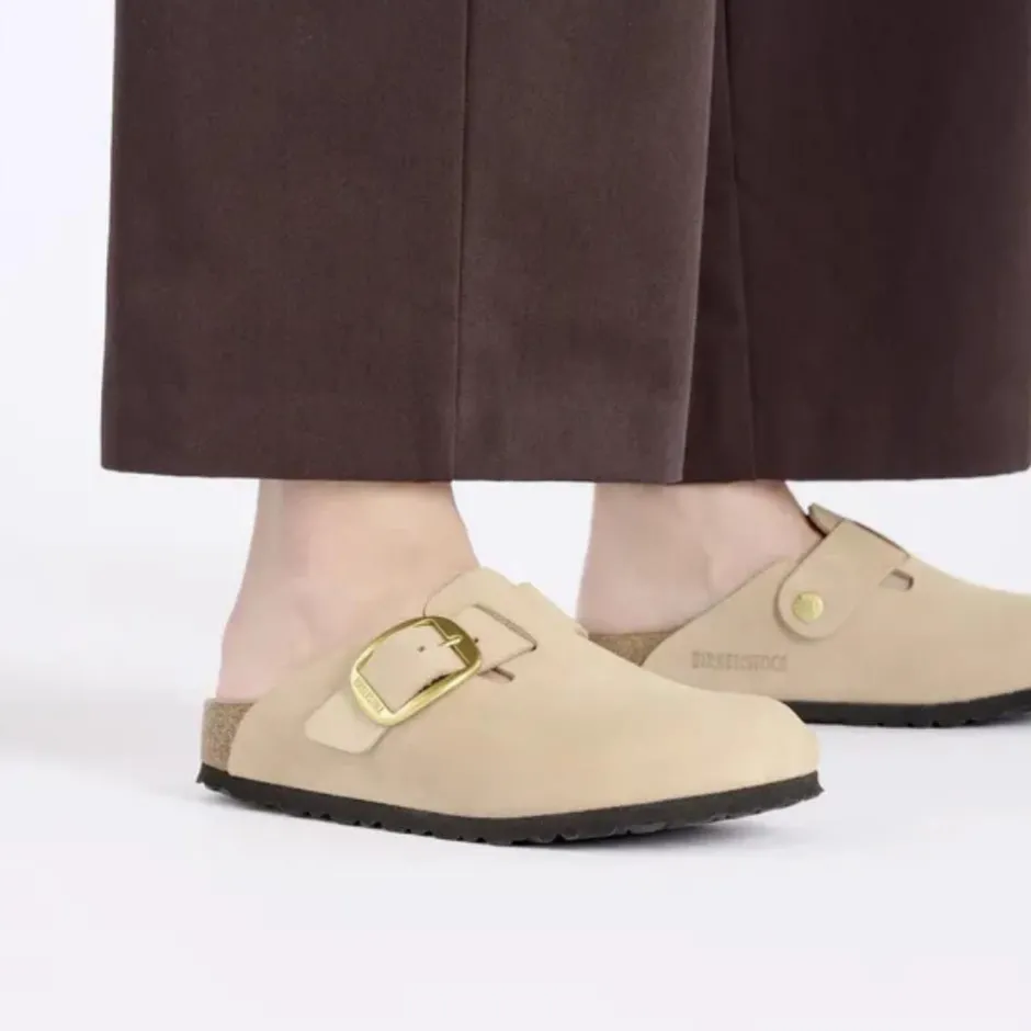 Women Birkenstock Boston Big Buckle Nubuck - Sandcastle