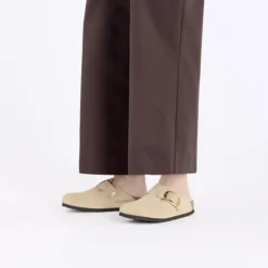 Women Birkenstock Boston Big Buckle Nubuck - Sandcastle