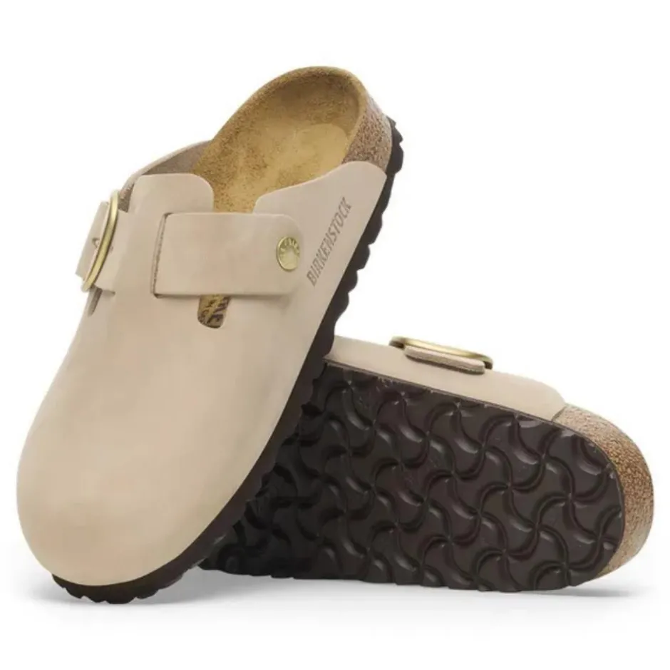 Women Birkenstock Boston Big Buckle Nubuck - Sandcastle
