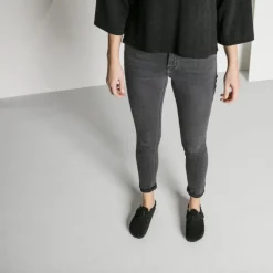 Women Birkenstock Boston Shearling Slipper - Black Suede